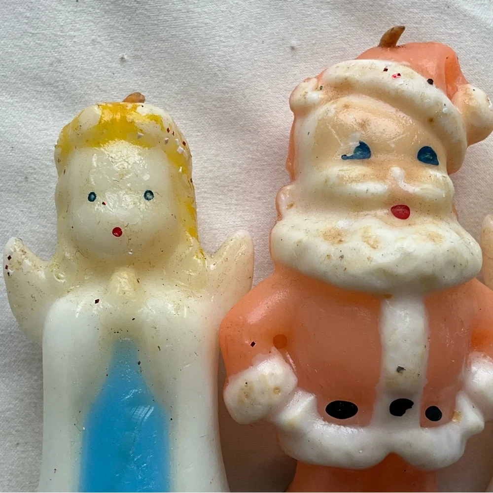 Vintage Lot of 3 Gurley Christmas Candles Angels and Santa